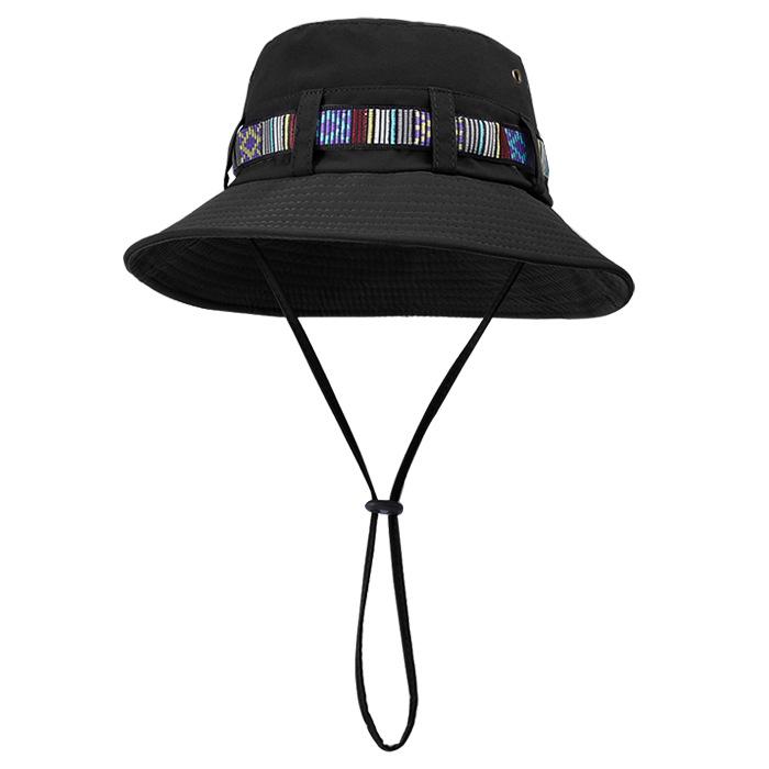 9234 Spring and Summer Fashion Ribbon Bucket Hat Men and Women Outdoor Fishing Mountaineering Hat Large Brim Sun Hat