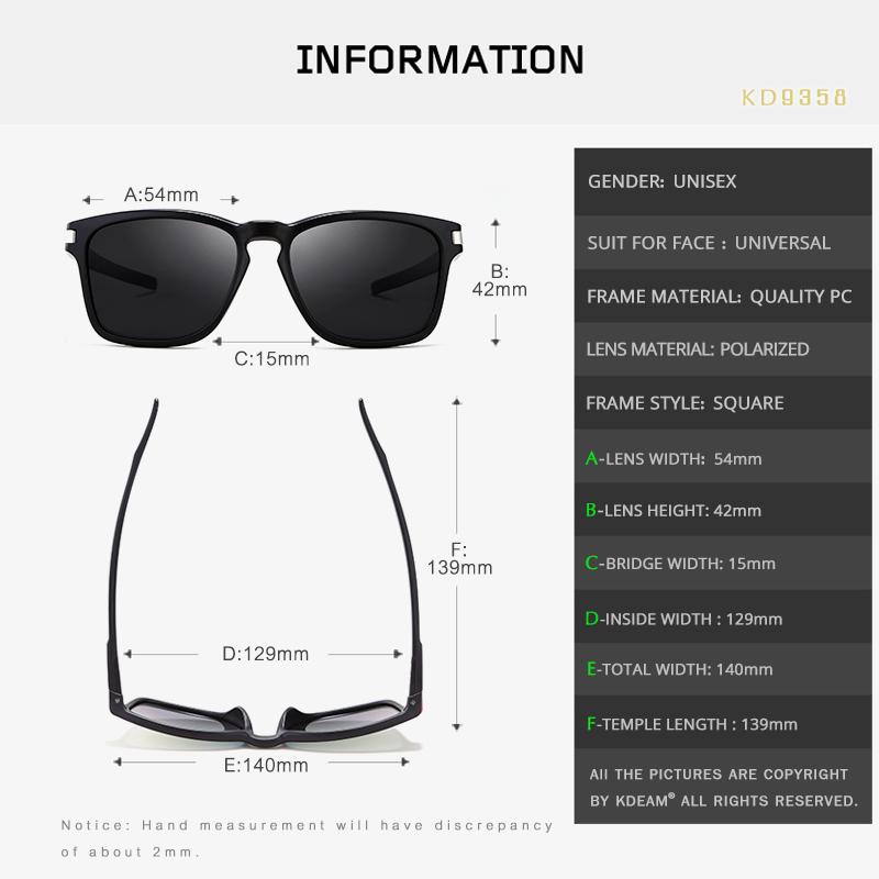 KDEAM Unisex-Fit Design Sunglasses Polarized Clean Look Shatter-resistant Sun Glasses Men Sport Shades Lentes De Sol