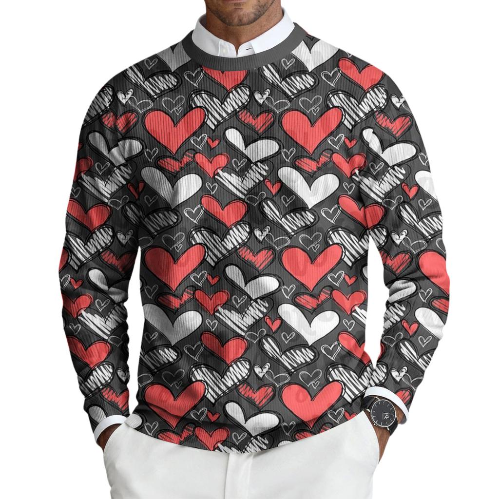 Men's Round Neck Long Sleeve Ribbed Knit Pullover
