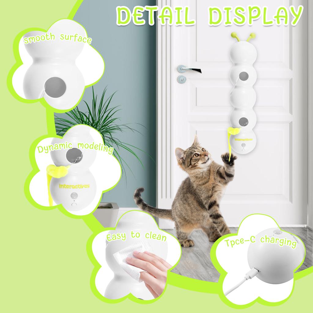 Interactive Cat Toy Rechargeable Caterpillar Teasing Cat Stick Toy with Suction Cup Bite Resistant Smart Cat Toy Pet Supplies