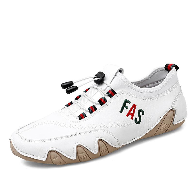 

Large size casual leather shoes men s shoes leather soft sole lightweight octopus sole fashion lazy Korean version Doudou shoes men 38 белый