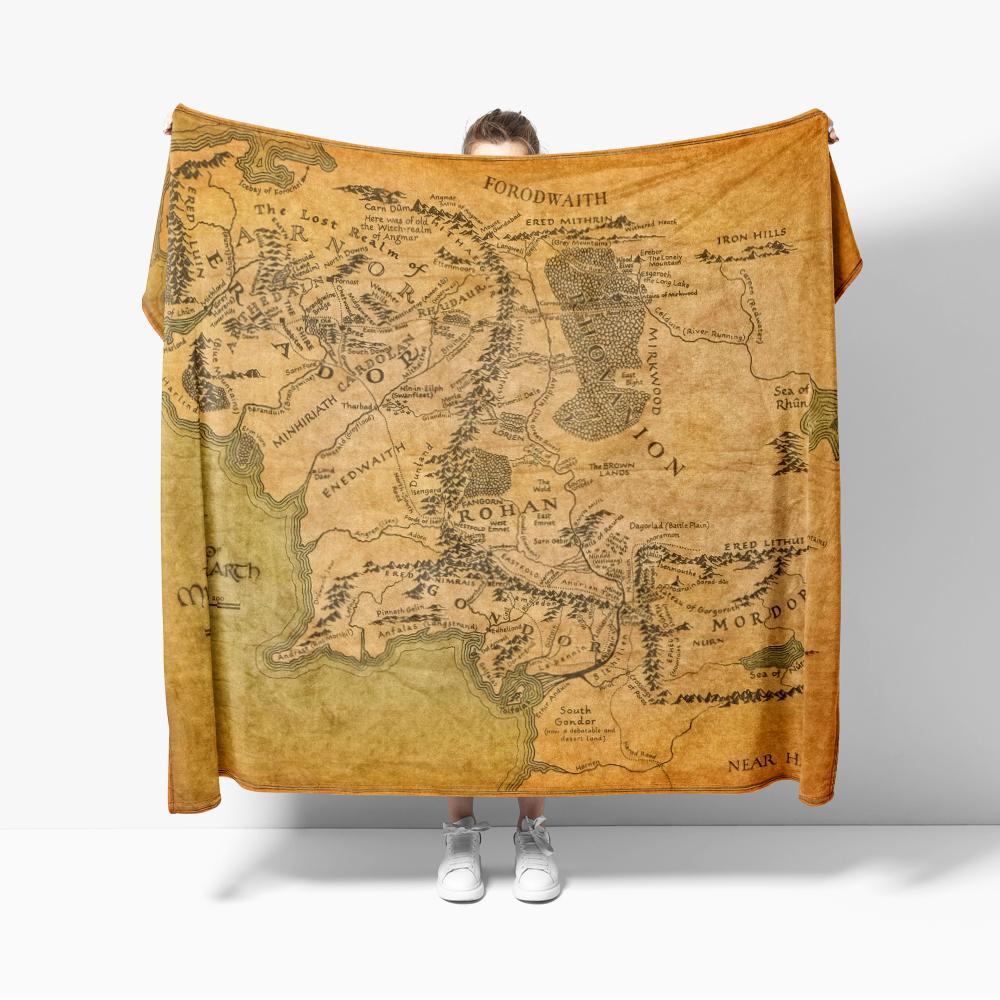 Coperta di Flanella Stampa Mappa TERRA DI MEZZO Coperta Accogliente Morbida Leggera Calda 30x40 pollici 40x50 pollici per Divano Letto