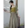 Chinesisches Sommer-Hanfu-Kleid für Damen: 3-teiliges Zen-Tee-Set