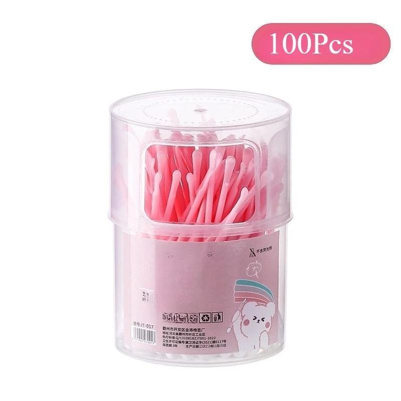 100Pcs Dual-Head 2-In-1 Cotton Swabs Ear Cleaning Make Up Remover Pads Soft Bristle Ear Scoops for Safe Ear Care Gifts
