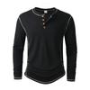 Men'S Button Up Long Sleeved Fashionable Casual Sports Top