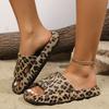 Ladies' Fashionable EVA Slippers with Leopard Print, Ladies' Thick Soled Cloud Slippers for Vacation, Beach, Dormitory, Plus Size Women's Shoes