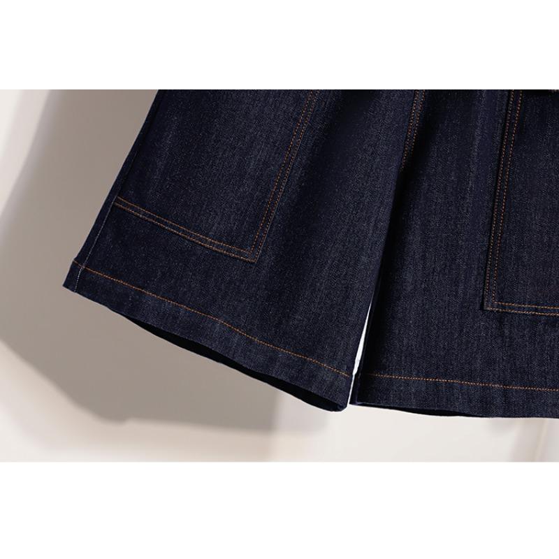 DIMANAF 2026 New Spring Summer Plus Size Women Short Pants Jeans Elastic Waist Cotton Oversize Shorts Denim Solid