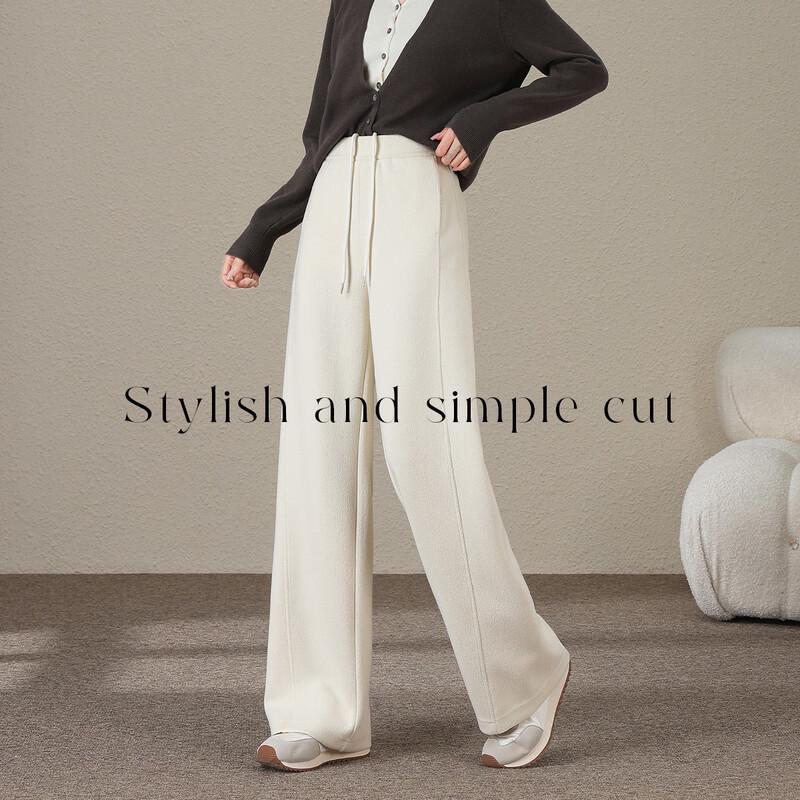 HSTYLE Women's High-Waist Wool Blend Wide-Leg Pants