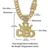 Men Hip Hop Crown CEO Letter Pendant with Cuban Link Chain Necklace For Women Men  Bling Iced Out Rhinestone Necklaces Jewelry