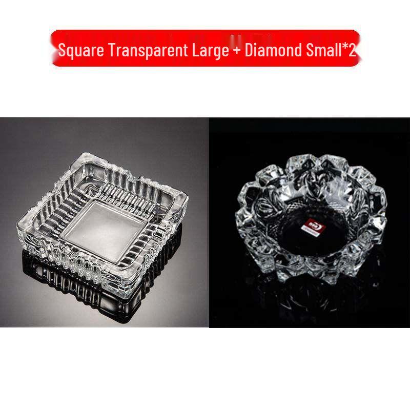 Buy One Get Two: Large Crystal Glass Ashtray for Home, Bedside, or Bar