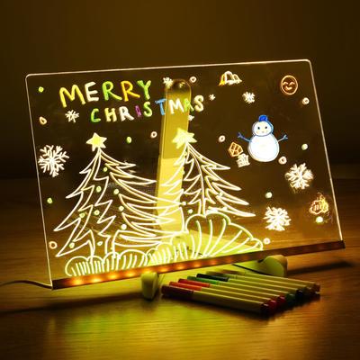 USB Power Acrylic Message Board with Color Led Note Board With Adjustable Stand For Bar Counters Hotel Front Desks