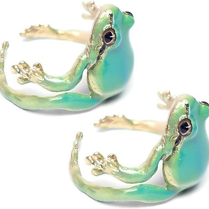 Frog Ring Funny Green Frog Adjustable Open Ring Unique Cute Animal Ring Quirky Jewelry Gift for Teens Women