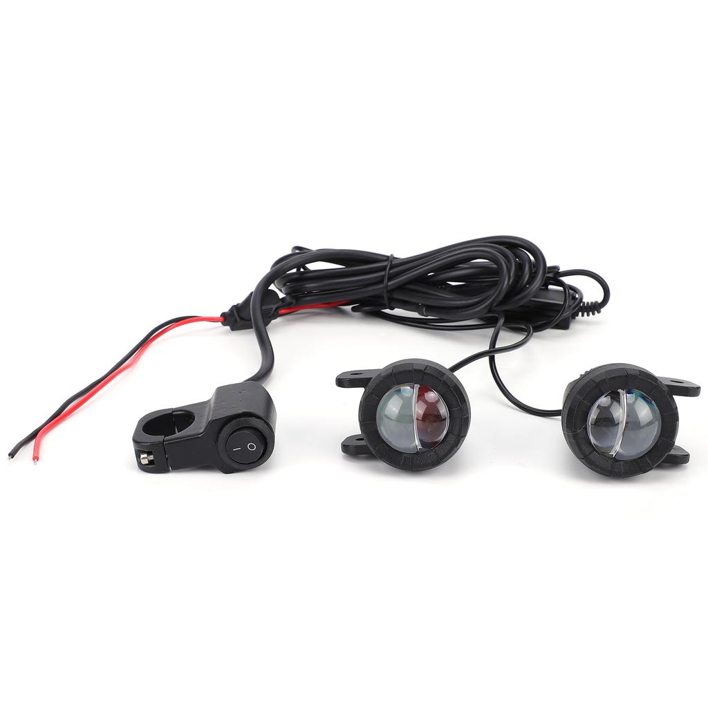 Faróis Auxiliares LED para Motocicleta com Kit de Chicote Elétrico, Conjunto de 2 Peças de Luzes Auxiliares à Prova d'Água, Conjunto de Atualização de Farol para Moto