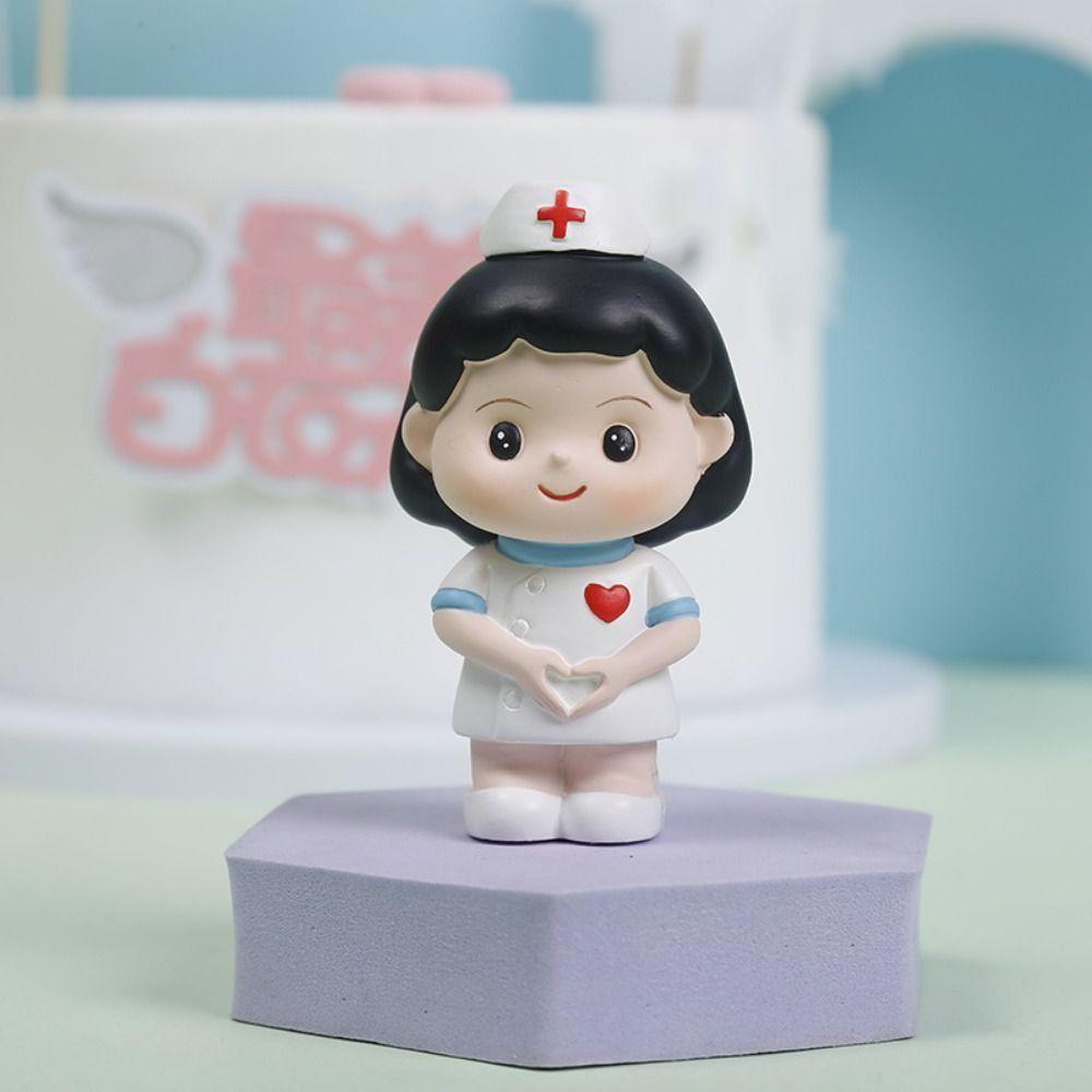DlY Doctor Garage Kit Cartoon Nurse Cake Ornaments Exquisite Doctor Nurse Model Statue  Home Decor