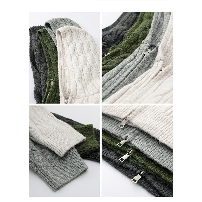 Spring Autumn Men Women Zip Up Hooded Cardigan Sweaters Knit Jacket Outerwear Casual Coat