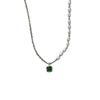 Yinruitai Sterling Silver Emerald Gemstone & Freshwater Pearl Necklace 