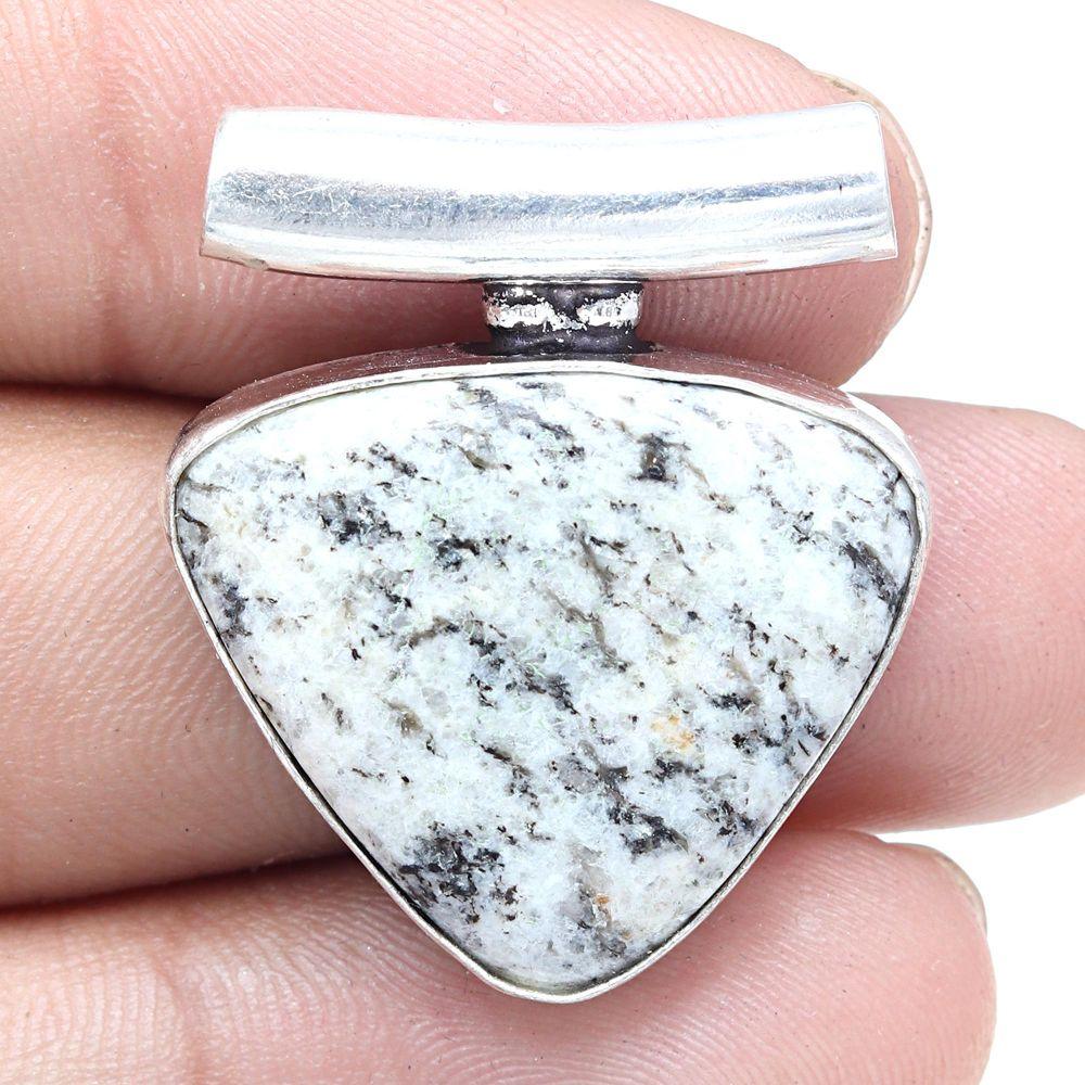 Necklace K2 Jasper Gemstone Handmade Antique Silver Jewelry 1.25"