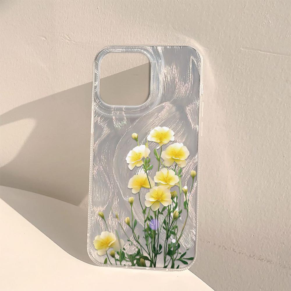 Flower Phone Case For iPhone 16 11 13 15 Pro Max 14 Plus 12 14promax 13promax 16E X XR 7 8 Silicone Shine Covers