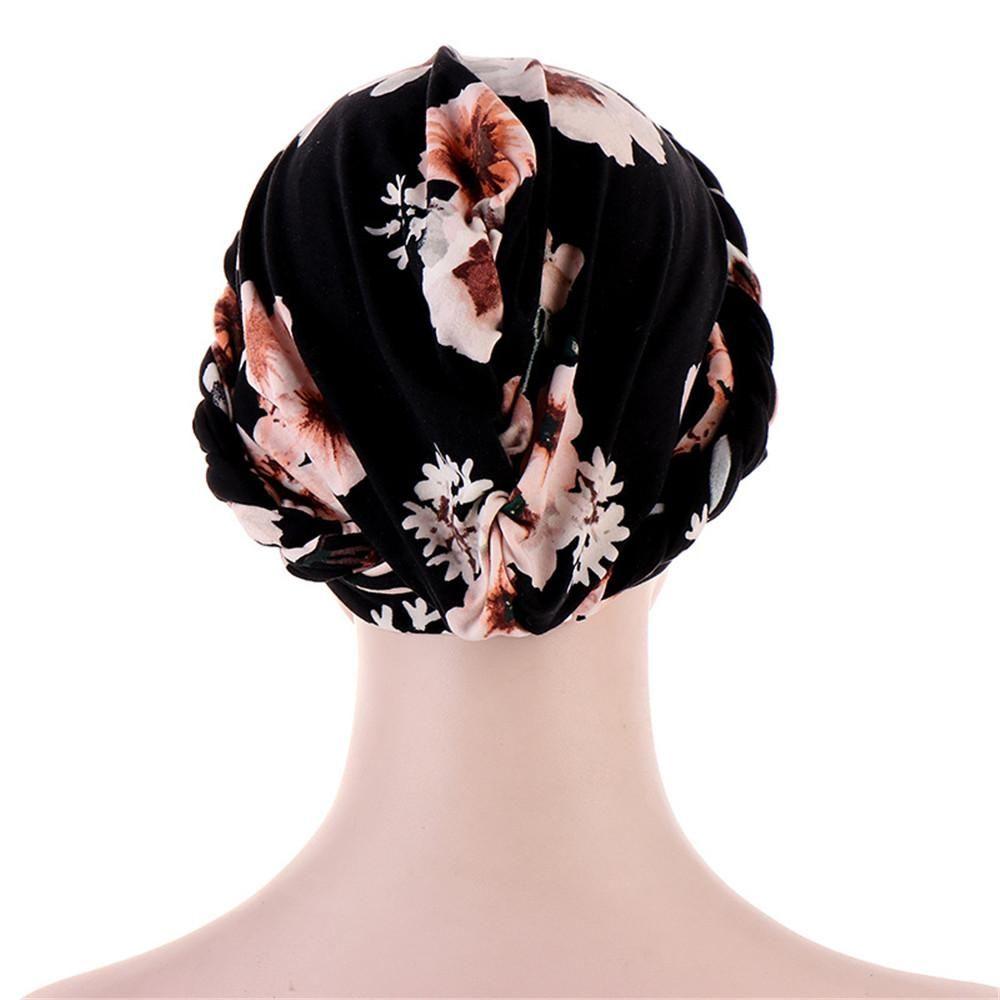 Caps Floral Print Soft Cotton Head Wrap Women Braid Hijab Cancer Chemo Caps Ladies Muslim Turban