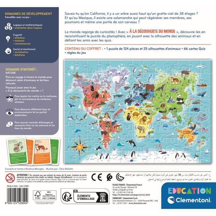 Clementoni - Entdecke die Welt Puzzle - Mit Aktivitäten, Herausforderungen, Tombola und Suchspiel - Ab 6 Jahren
