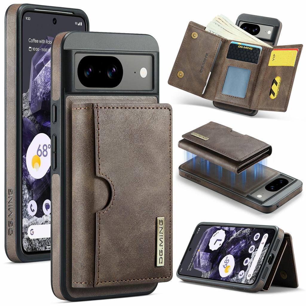 DG.MING M6 Series For Google Pixel 8 Case Magnetic Wallet PU+PC+TPU Phone Cover
