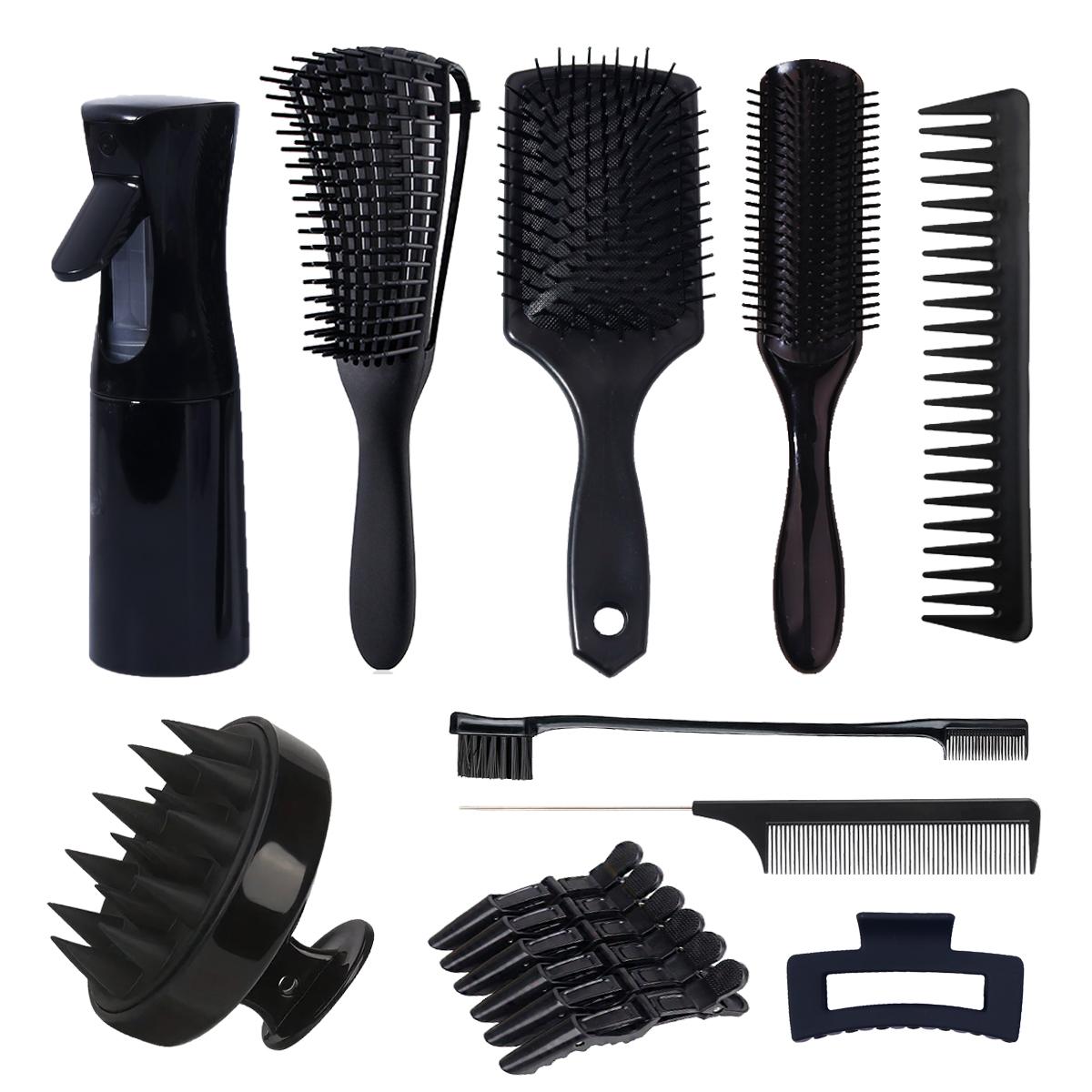 

15pcs Hairdressing comb set,hairbrush and comb,with spray bottle,round shampoo brush,big claw clip,Special for real hair wigs