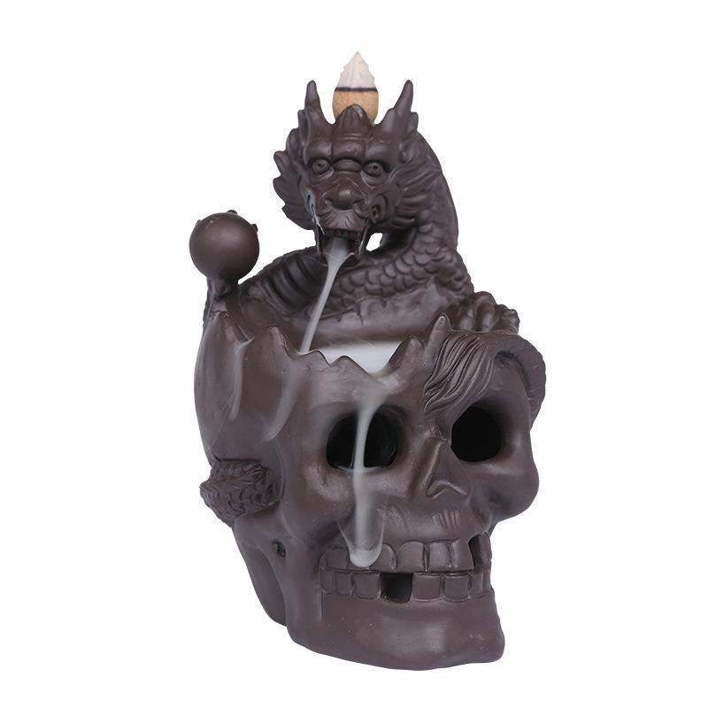 Zisha Skull Halloween Backflow Incense Burner - European Style Home Gift Ornament