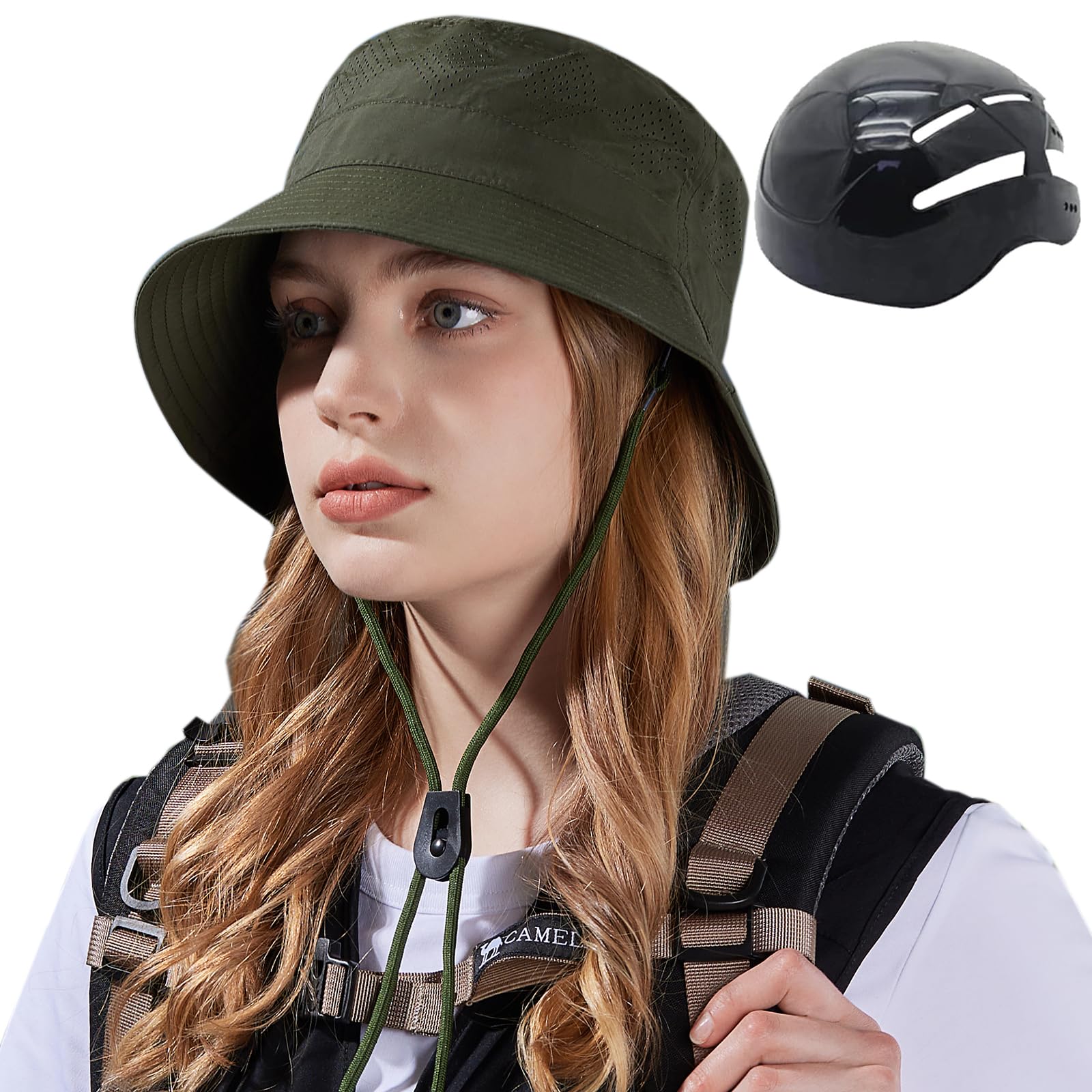 

FANGXI Шлем для сафари велосипеда для мужчин и женщин УФ Защита головы для похудения Съемная защита подбородка Ударопрочный Подходит для повседневной носки и активного отдыха Подходит для головы