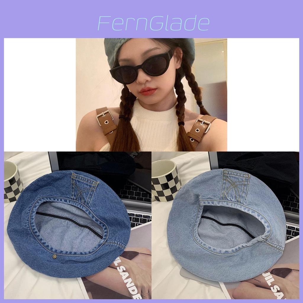 Denim Beret Hat Women Summer Breathable Cotton Casual Street Fashion For Daily Wear