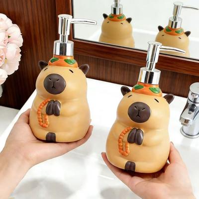 Cartoon Capybara Soap Dispenser Refillable Hand Soap Shampoo Shower Gel Facial Cleanser Container Bathroom Empty Press Pump Bottle