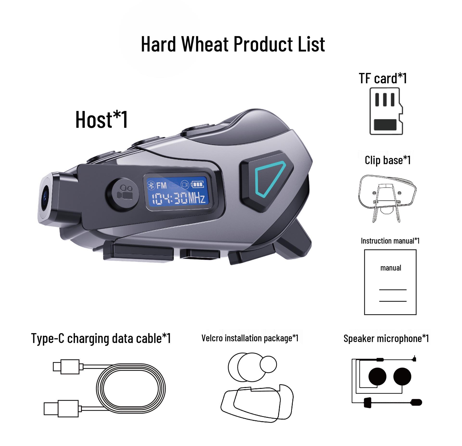 K10 Bluetooth Helmet Earphones with Video, AI Voice, Lights, No-Install Design, Noise-Cancelling for Motorcycles. K10 Helmet Bluetooth Earphones