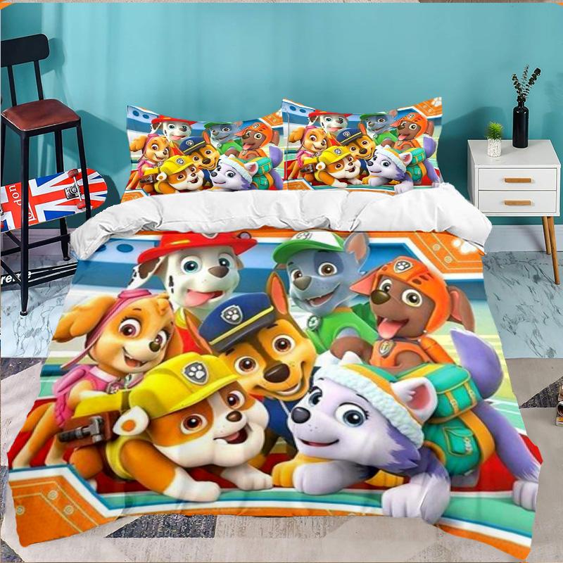 Dog Paw Heroes 3PCS Bedding set,Ideal for 1pc Duvet Cover And 2pcs Pillowcases Perfect for Fan gift,Ideal for Bedroom, Dormitory