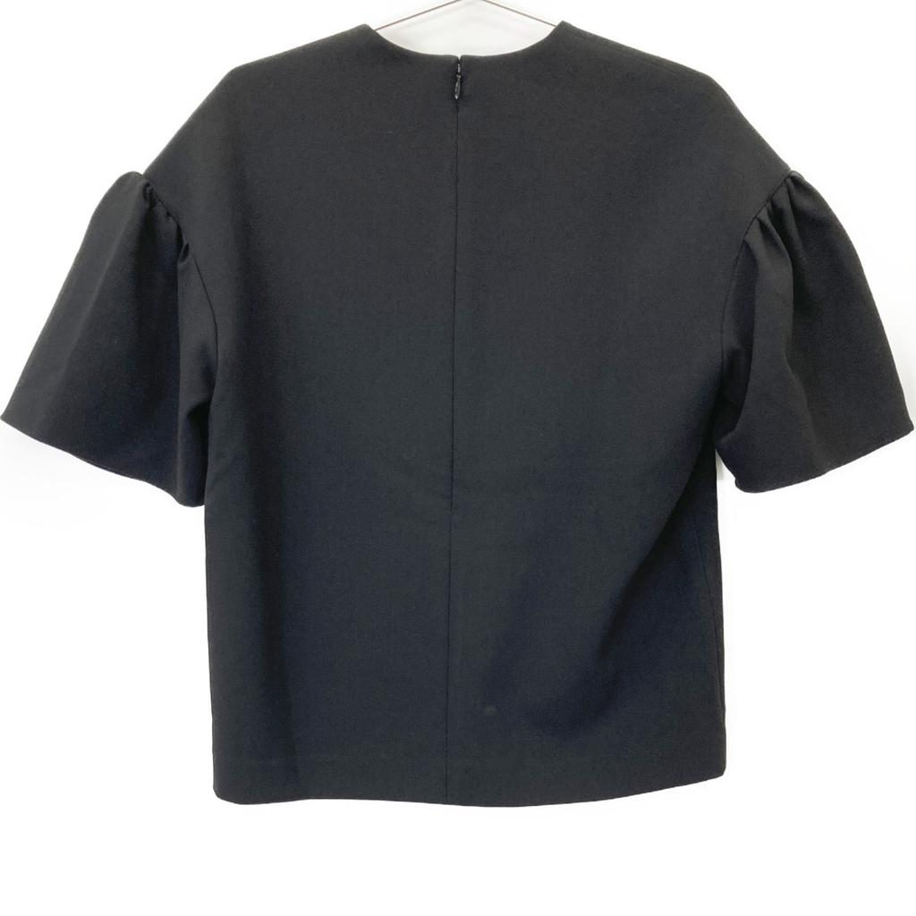 YOKOCHAN YCB-421-285 Black Rayon Blend Gathered Sleeve Pearl Blouse tops 36 blackUsed