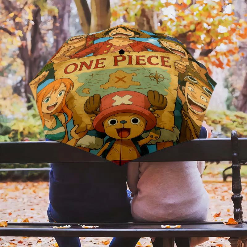 1 PC Automatic Folding Umbrella - Anime One Piece Pattern Portable Foldable Design With 8 Ribs Christmas Birthday Gifts
