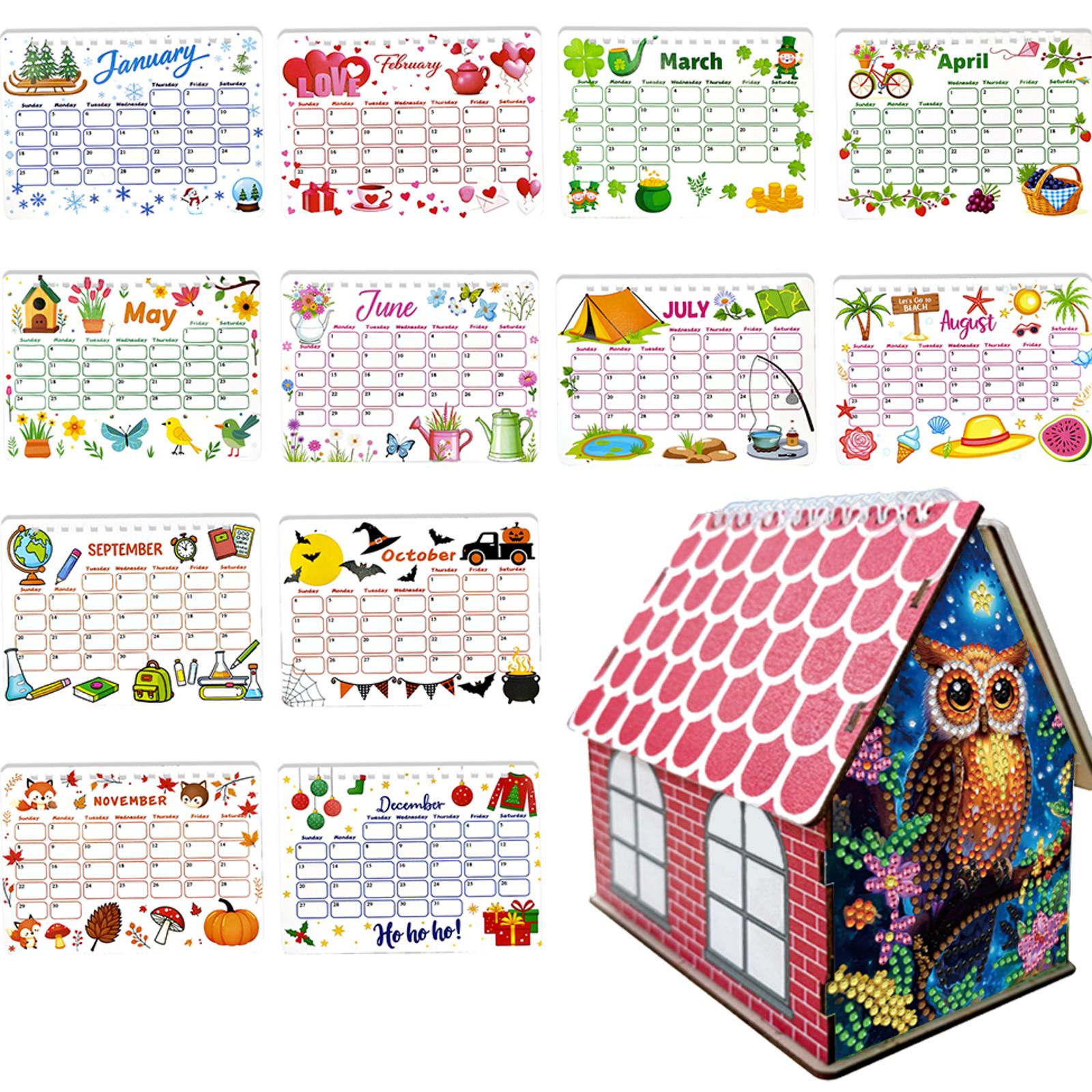

2026 Calendar Diamond Painting Calendar Set Diamond Painting Kit for Living Room Bedroom Office Desk Gift Giving