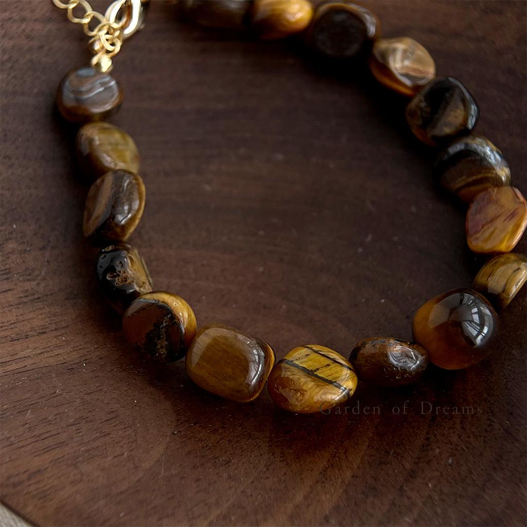 Artistic and retro tiger's eye stone bracelet, natural stone bracelet