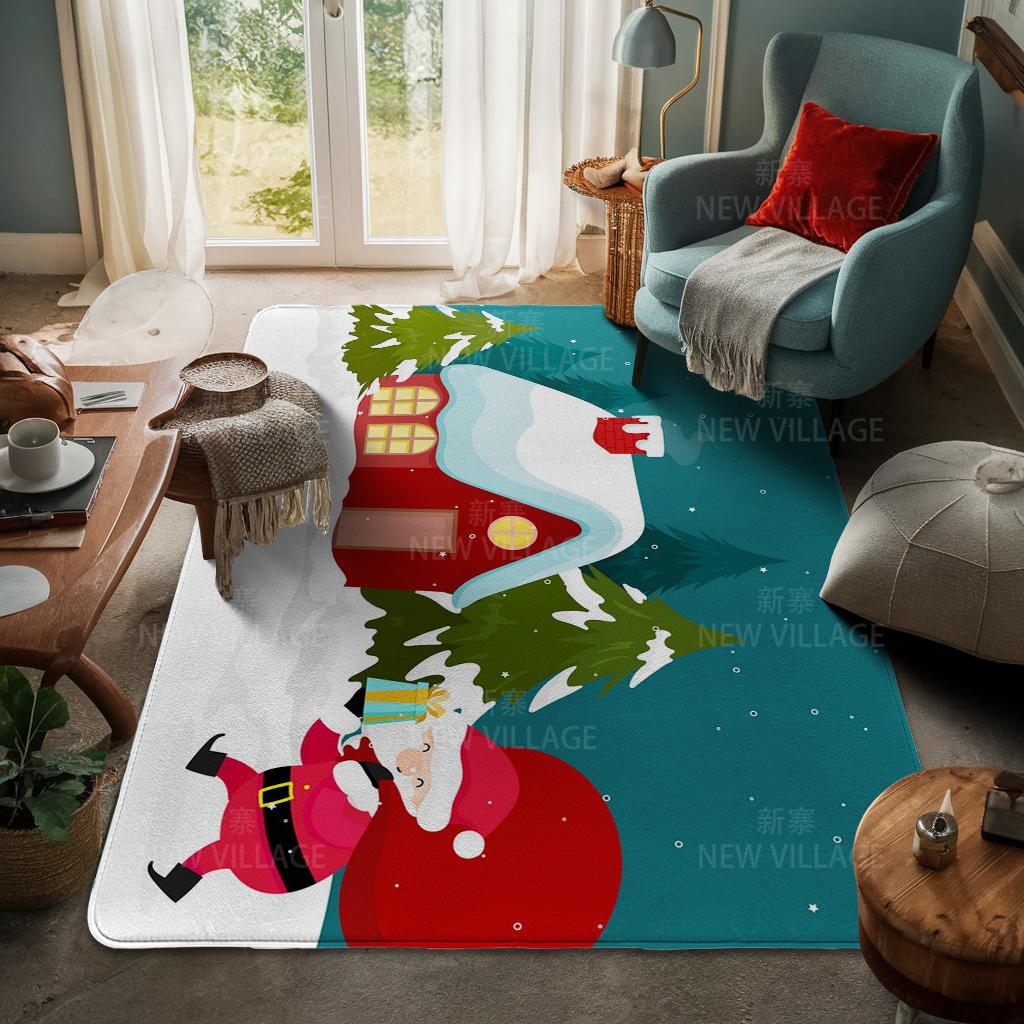 House Entrance Carpet Home Door Mat Living Room Bath Foot Bathroom Non-slip Water Absorption Rugs Bath Merry Christmas Winter
