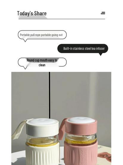 2026 Trendy Heat-Resistant Glass Cup for Girls, Stylish & Portable, Perfect for Brewing Flower Tea, Includes Tea Infuser