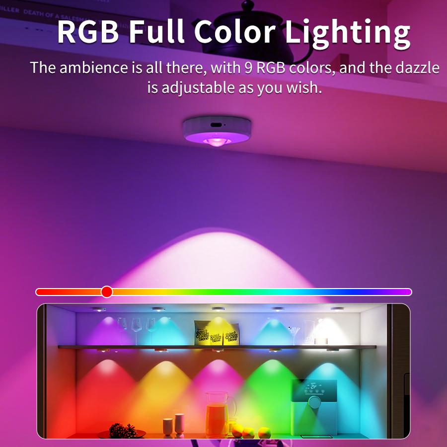 Rechargeable LED Spotlights RGB Night Light Wireless Remote Control Cabinet Light For Display Closet Kitchen Wardrobe Bedroom