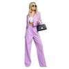 Women's Light Khaki Short Blazer and Wide-Leg Trousers Set