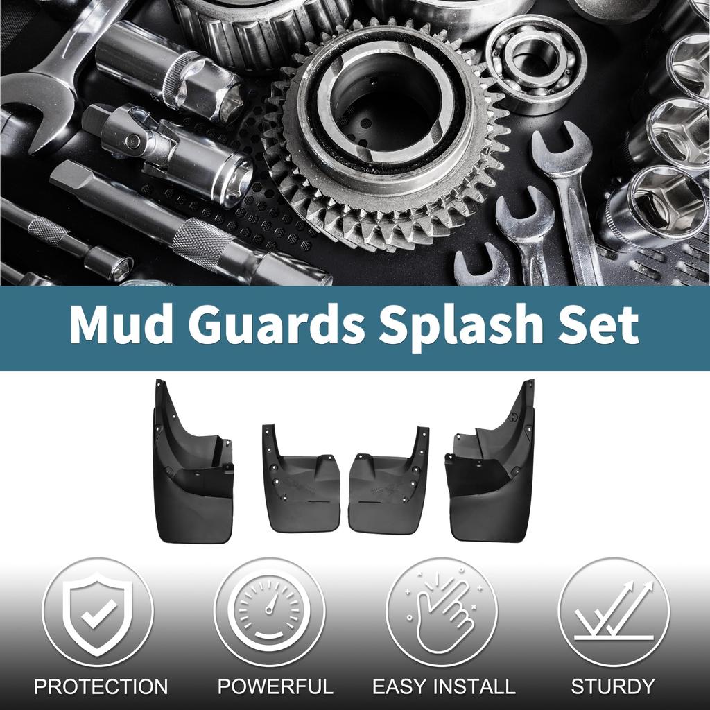 TUCKBOLD Front and Rear Mud Flaps with Mounts for Toyota Land Cruiser Prado FJ150 (2010-2018)