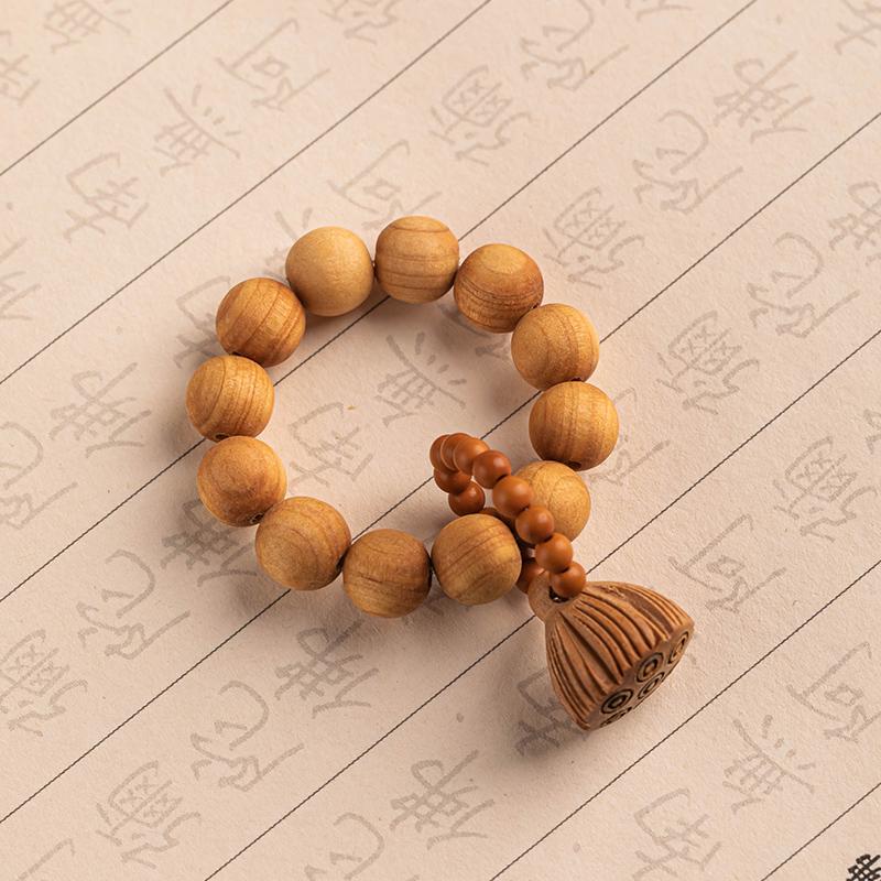 Natural Green Sandalwood Lotus Pod Prayer Beads for Women - Soft Hand-Twisted Buddhist Wenwan Bracelet.