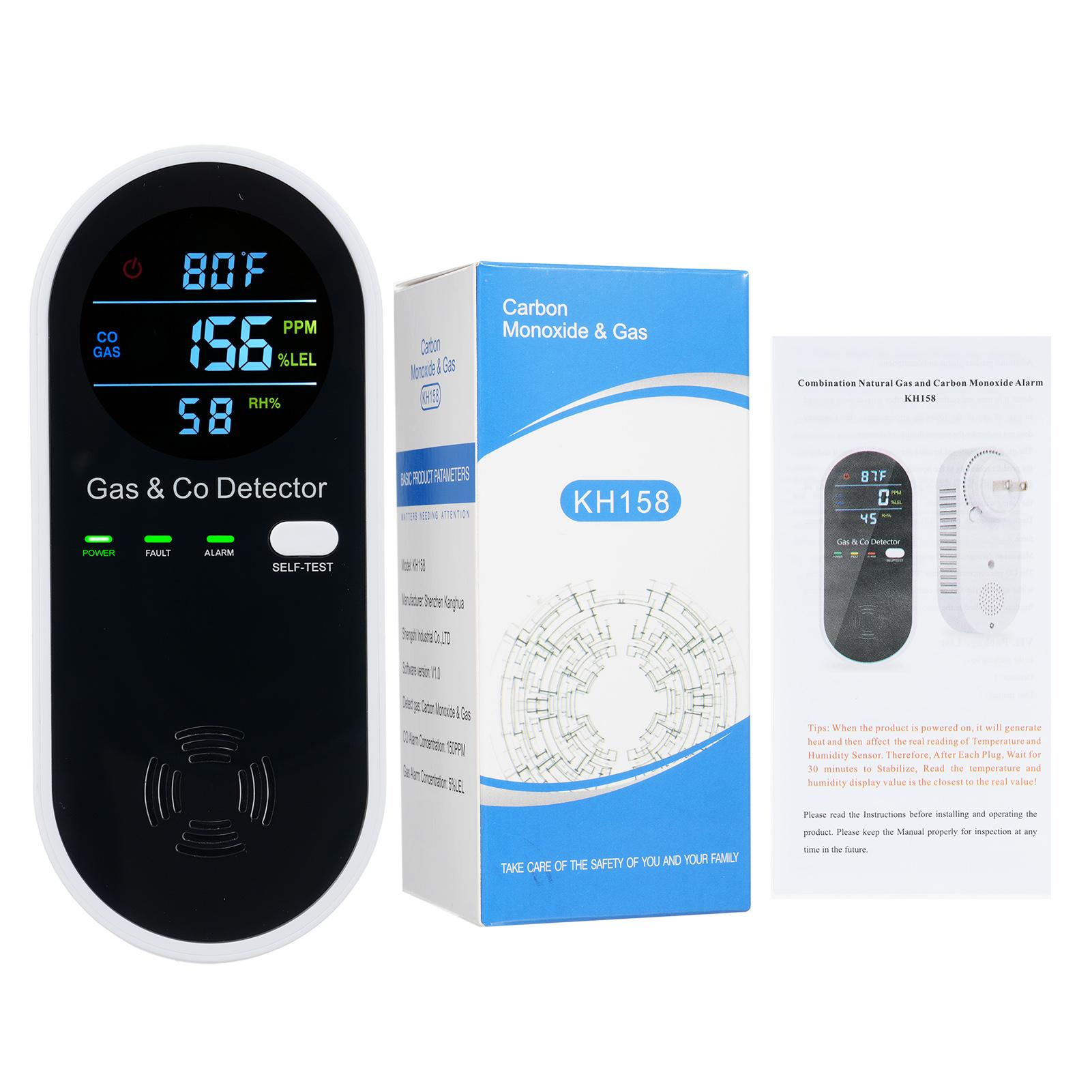 

Комбинированный детектор угарного газа и природного газа, встраиваемый в стену, детекторы CO и природного газа 4 в 1 чёрный/белый