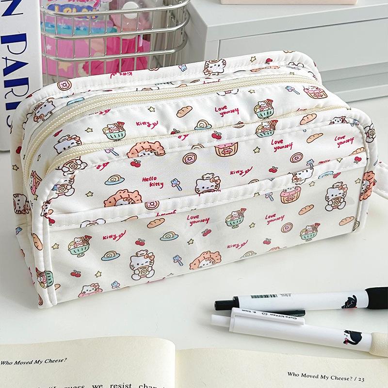 Winter Pattern Multi-Layer Pencil Case: Cute, Large Capacity, Multi-functional Stationery Bag for Students