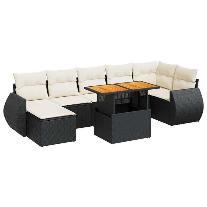 VidaXL Salon de jardin 8 pcs avec coussins noir résine tressée 3327290