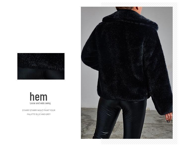 Abrigo Corto de Visón Negro de Terciopelo para Mujer Europea y Americana - Moderno, Cálido, Corte Slim