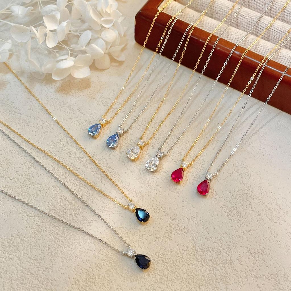 Necklace, Fashionable and Versatile, Colorful Water Droplet Pendant Necklace, Women's High-end, Light Luxury, Niche Collarbone Chain