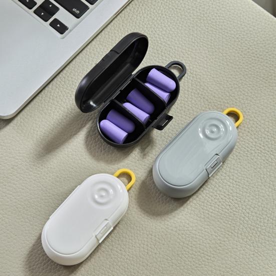 Mini Portable Pill Box Durable Construction 3 Grids Easy to Carry Multipurpose Tablet Medicine Organizer Earplugs Protector Case