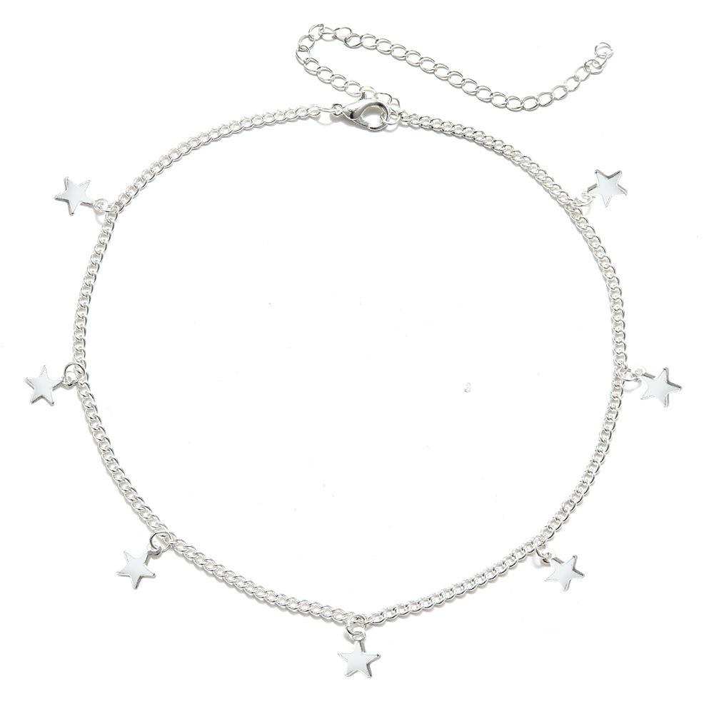 2021 New Fashion Simple Style Women's Alloy Electroplated Necklace Long Personality Five-Pointed Star Pendant C179