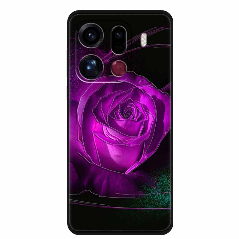 3D Flowers Case For Oppo Find X9 Pro 5G Case Emboss Relief Floral Black Silicone Soft Back Cover For Oppo Find X9 Pro Case Funda